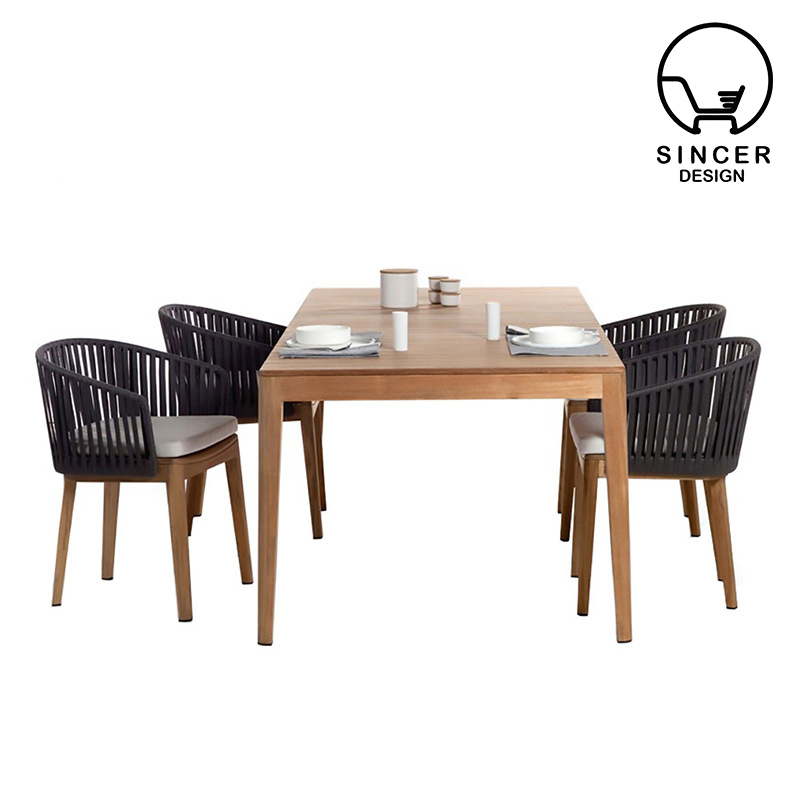 Wholesale Restaurant Table Set Garden Modern Patio Furniture Outdoor Dining Table And Chair Set for hotel