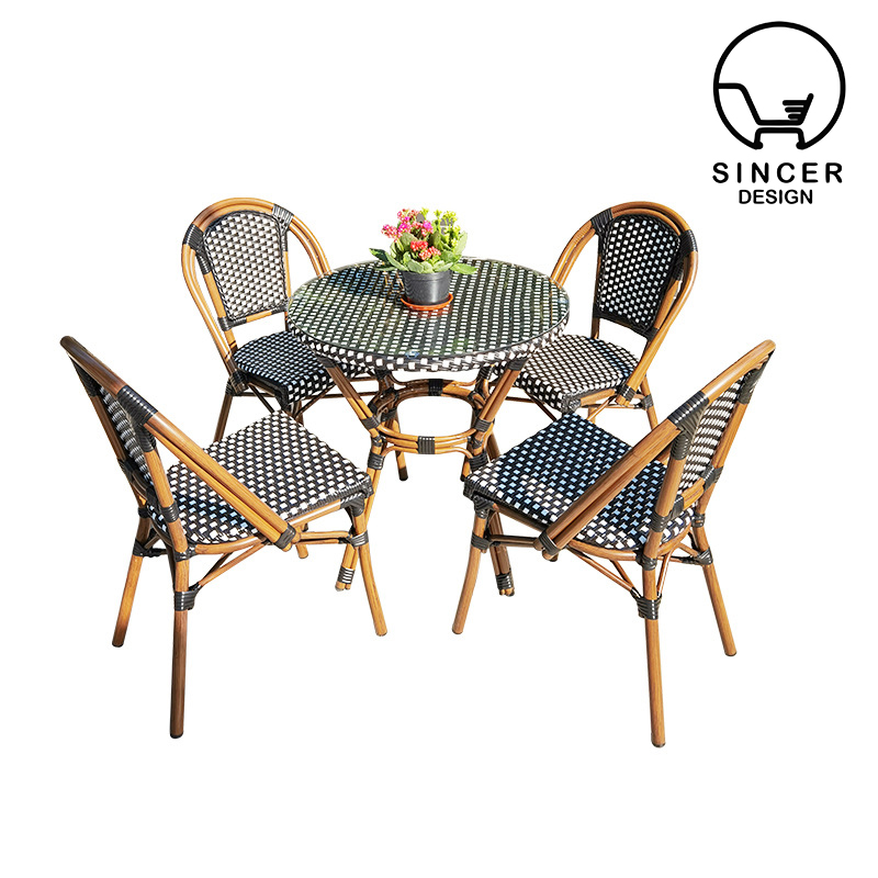 Modern Simple Rattan Garden Courtyard Seat Dining Table And Chair Outdoor Furniture