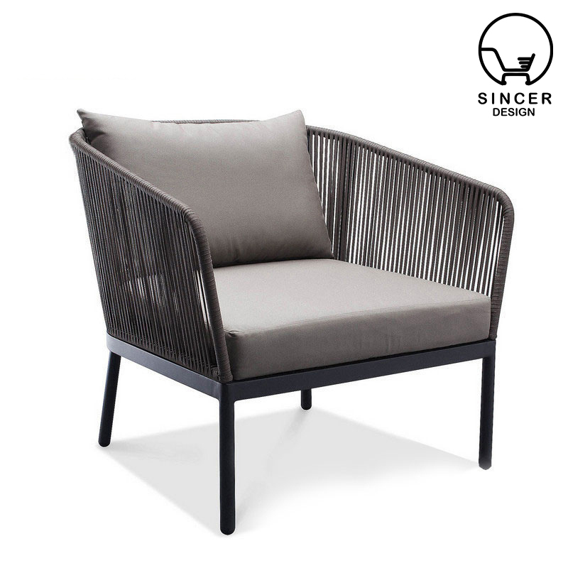 Outdoor Chair Courtyard Garden Leisure Rattan Chair Villa Wooden Outdoor Waterproof Sofa Chair
