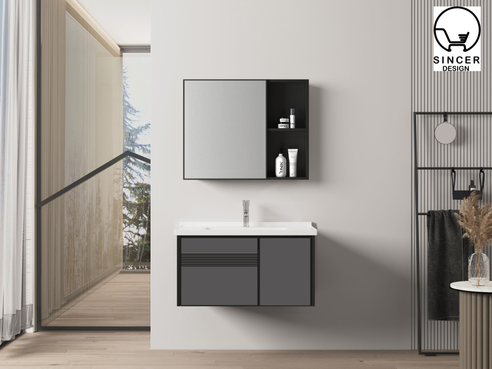 Hotel Single Modern Luxury Wall Mount Floating Basin Cabinet Bathroom Vanity