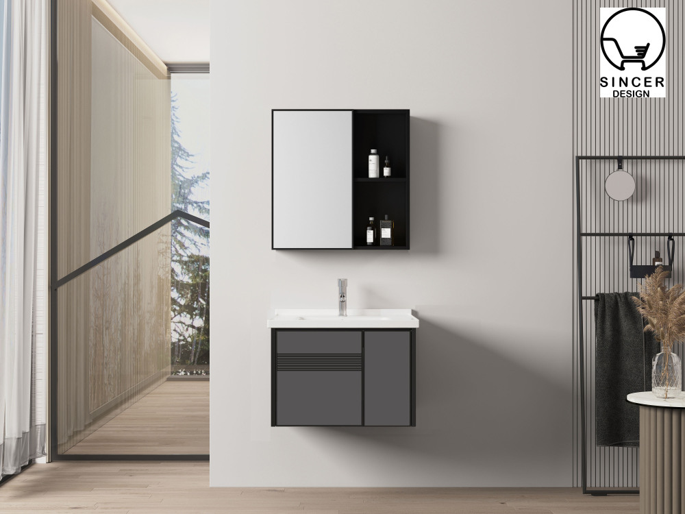 Hotel Single Modern Luxury Wall Mount Floating Basin Cabinet Bathroom Vanity