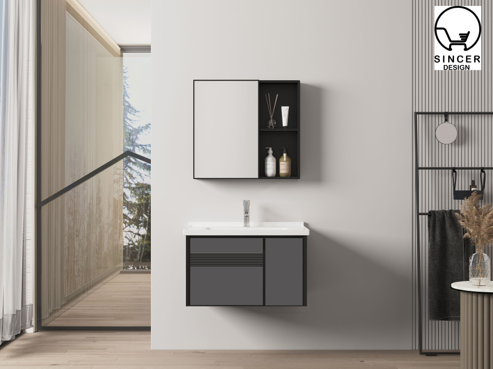 Hotel Single Modern Luxury Wall Mount Floating Basin Cabinet Bathroom Vanity