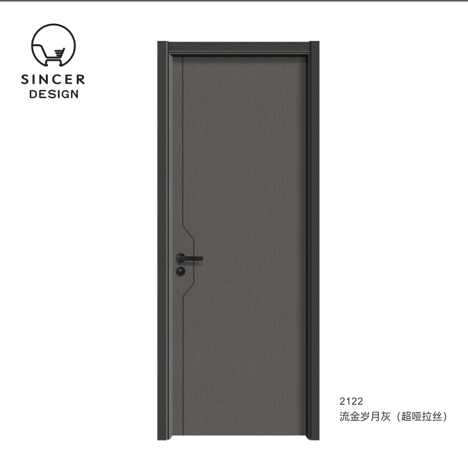 Custom Modern Design Interior Door Home Wooden Carbon Crystal Wood Door For House Toilet