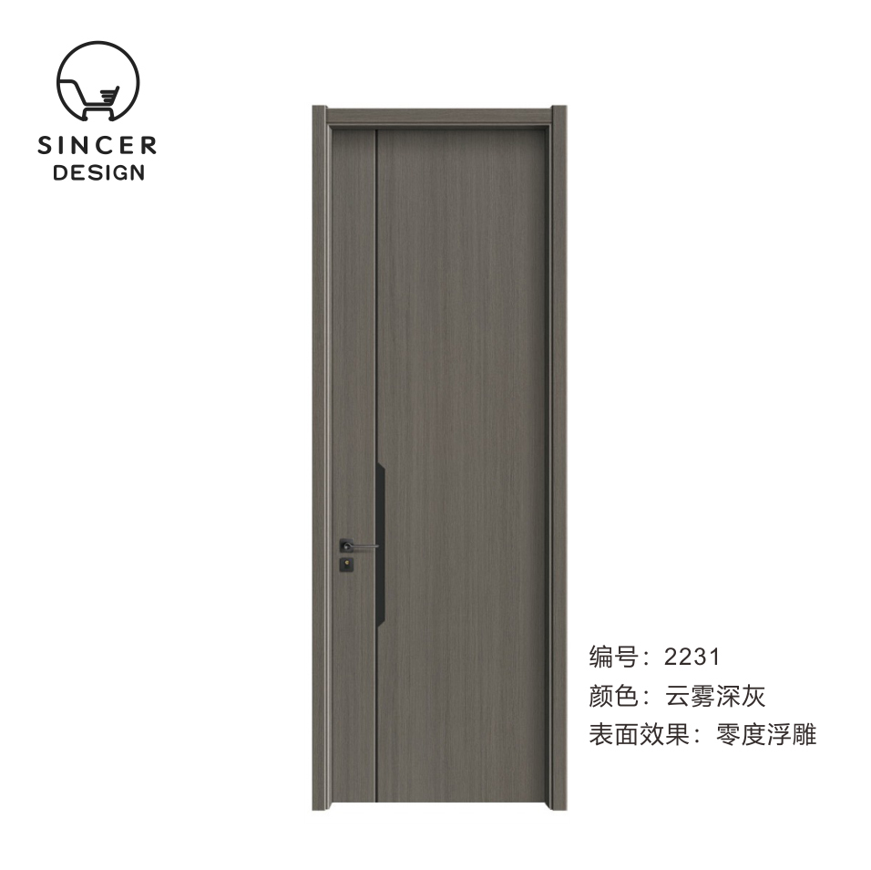Door Design Wooden Room Interior Wooden with Frame Carbon Crystal Wood Door