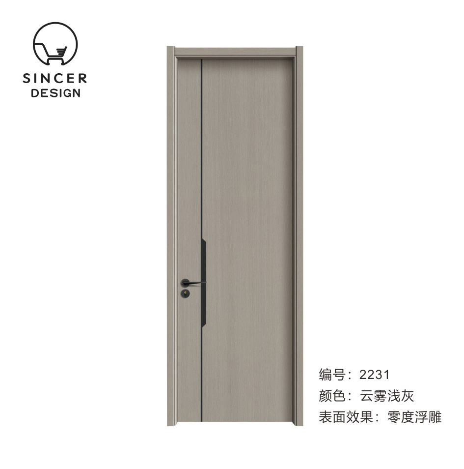 Door Design Wooden Room Interior Wooden with Frame Carbon Crystal Wood Door