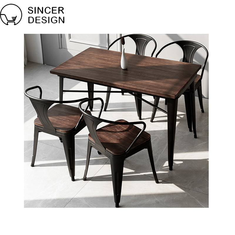 Classic 4 Seater Modern Fiber Glass Top Dining Table Set/Dining Table and Chair