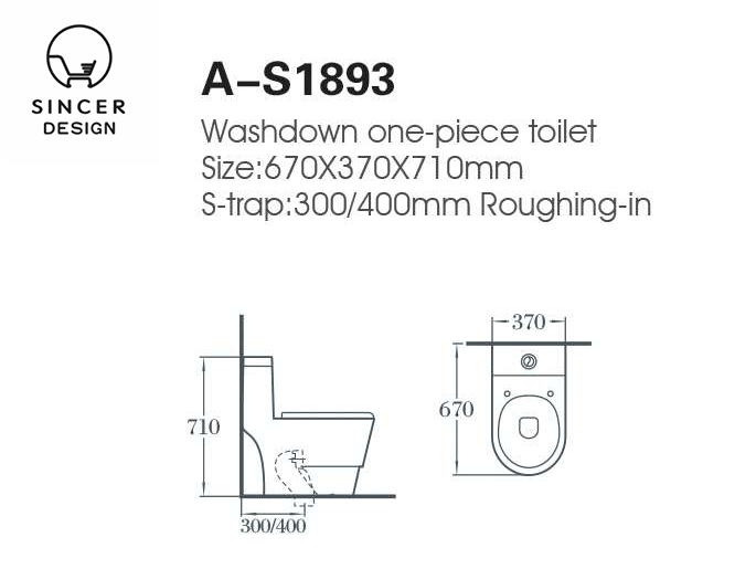 Modern China Water Closet Washdown One Piece Toilet Bowl Bathroom WC Toilets