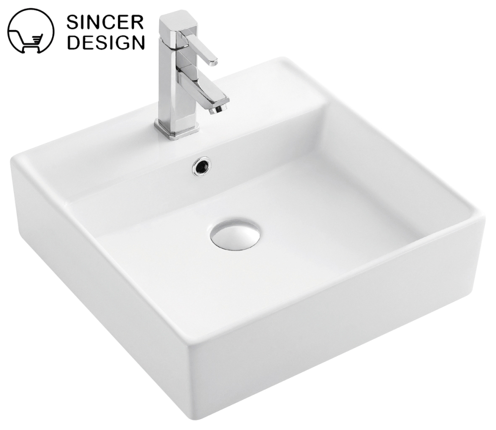 Customized Mounting Above Bathroom Cabinet Vanity Basin White Ceramic Wash Basin