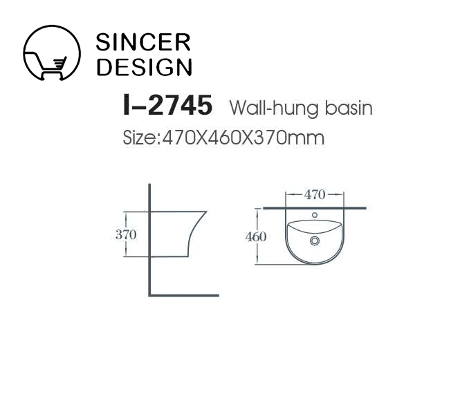 Customized Wall-hung Bathroom Cabinet Vanity Basin Ceramic Wash Basin