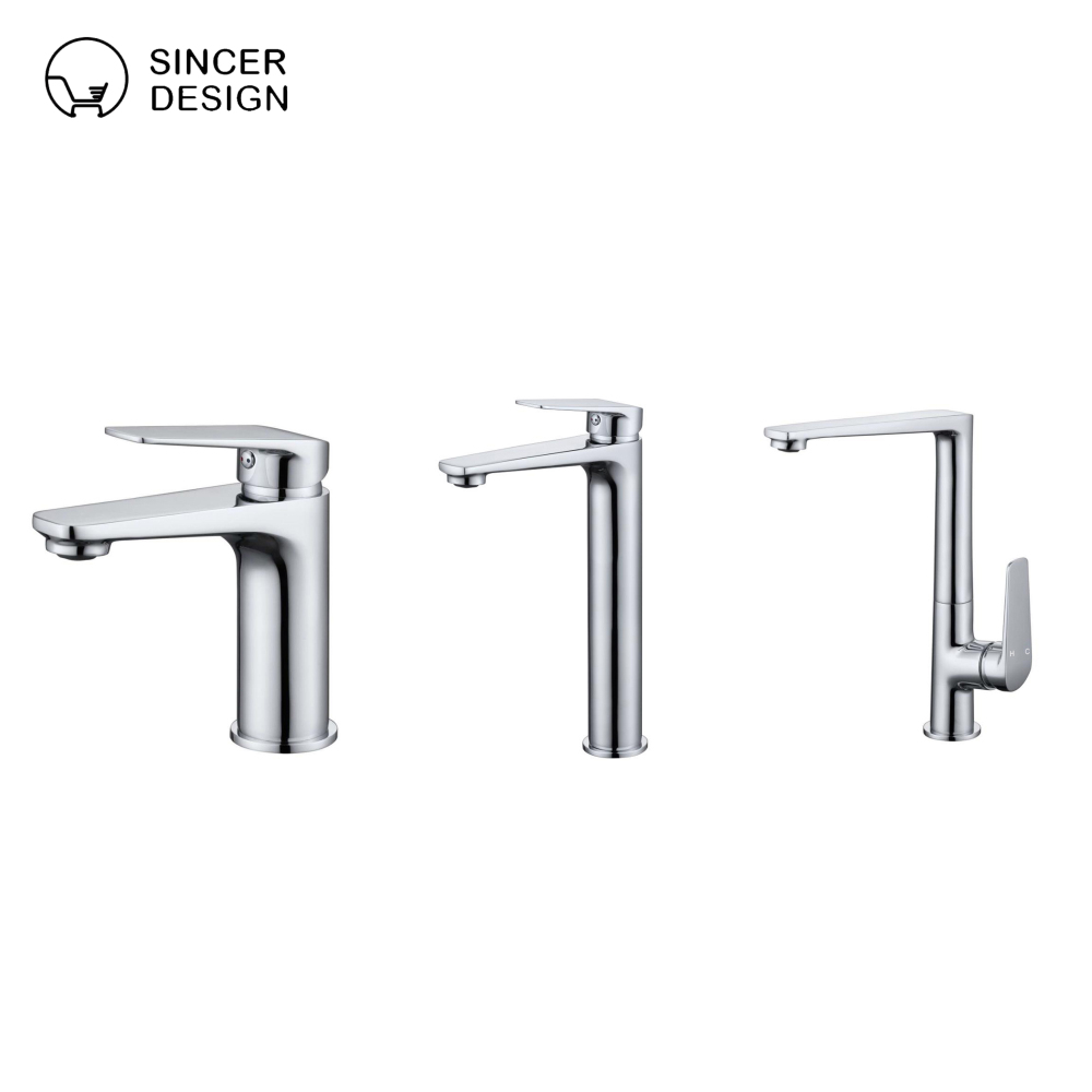 Stainless Steel Cold and Hot Water Faucet, European Style Black/Silver Countertop Basin Faucet, Bathroom Basin Faucet