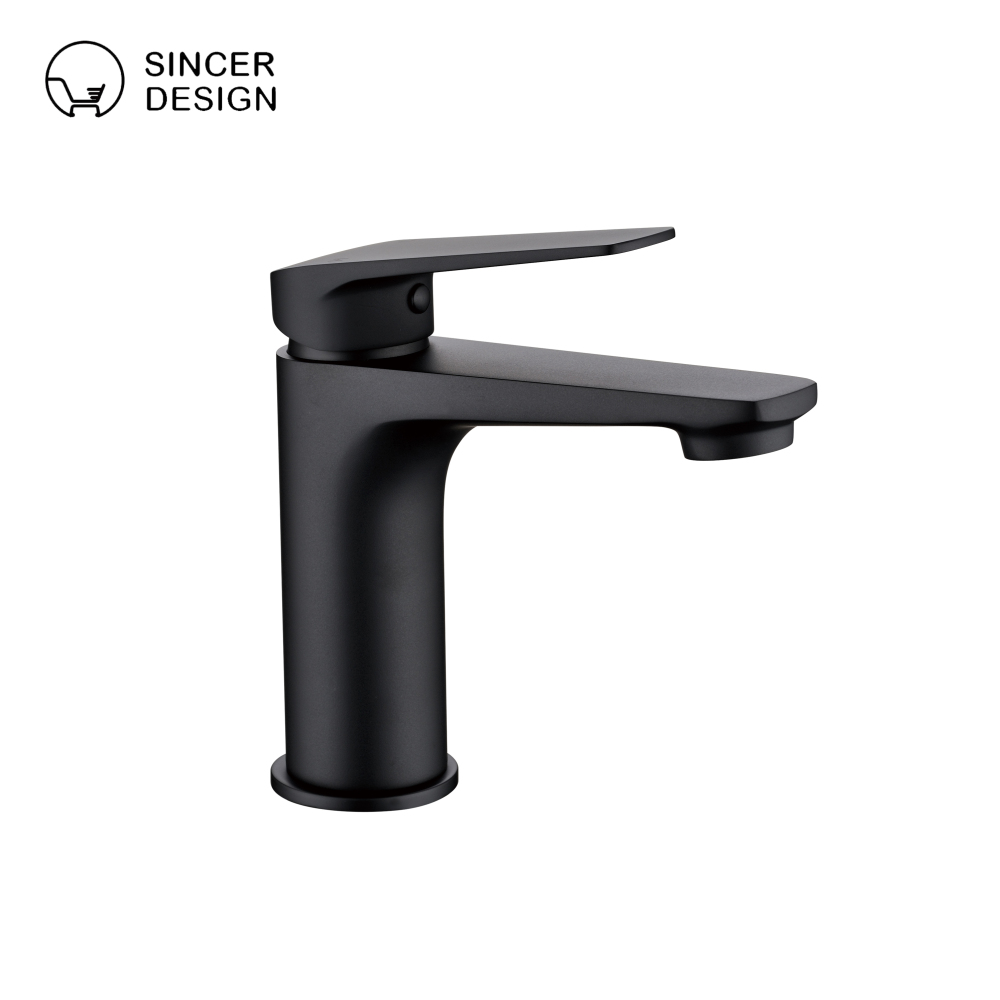 Stainless Steel Gun Gray Bathroom Wash Basin Hot and Cold Flat Single-hole Basin Countertop Hand Wash Faucet