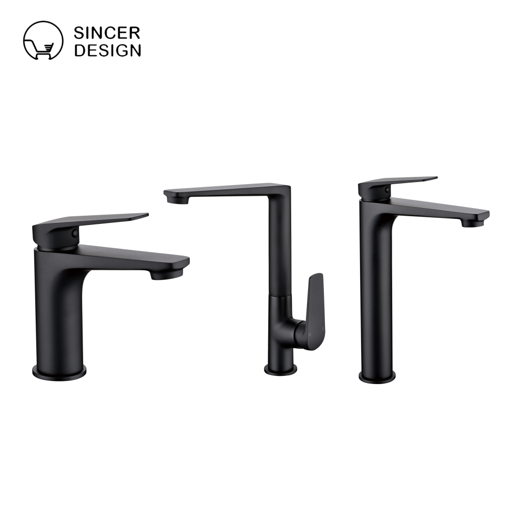 Stainless Steel Gun Gray Bathroom Wash Basin Hot and Cold Flat Single-hole Basin Countertop Hand Wash Faucet