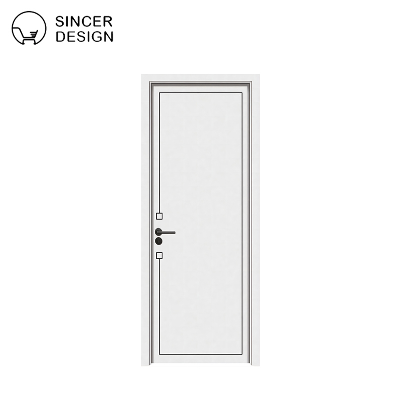 Solid Wood Composite, White and Black Minimalist Design with Carbon Crystal and CPL, Eco-friendly Paint-free Interior Bedroom Door