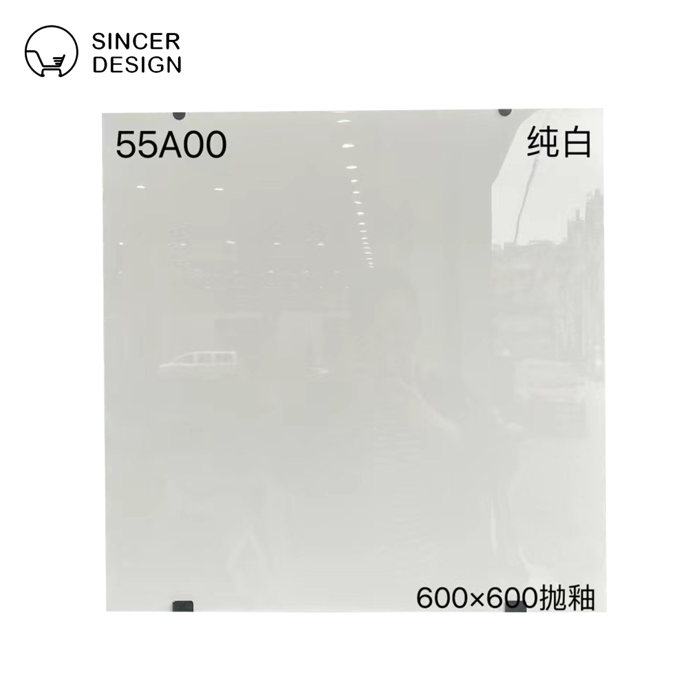 Milky white floor tiles are simple and elegant living room and bathroom floor tiles