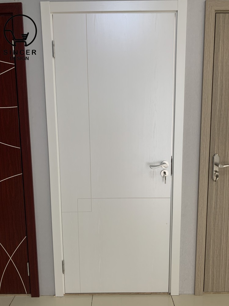 Wood-plastic Door Composite, White and Black Minimalist Design with Carbon Crystal and CPL, Eco-friendly Paint-free Interior Bedroom Door