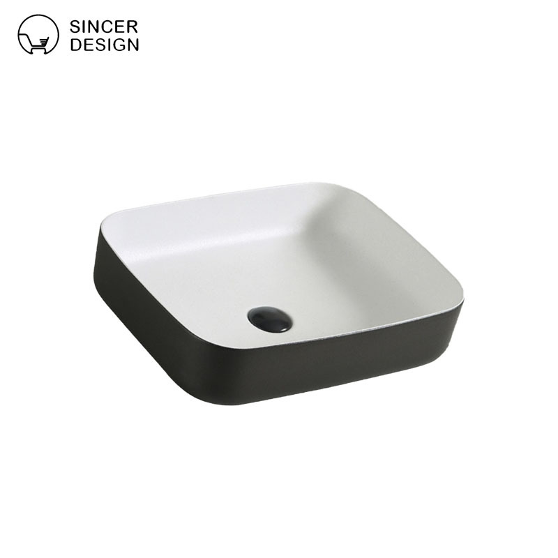 Nordic-style black and white ceramic artistic washbasin with black edge for bathroom sink and face wash basin