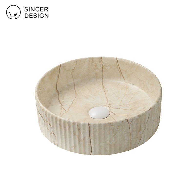 Nordic-style yellow round ceramic washbasin, small size for bathroom or balcony, square single basin for washing face