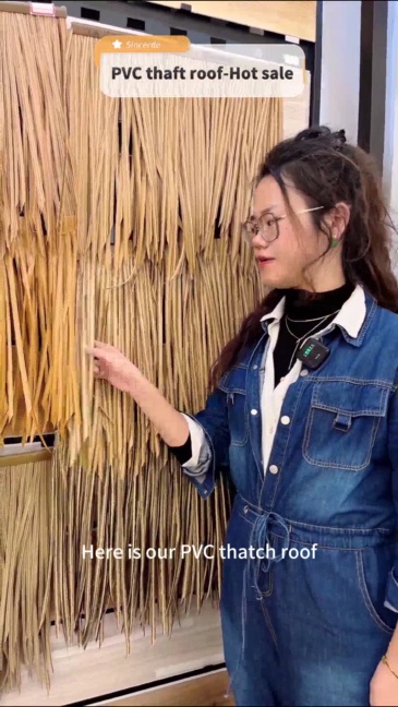 PVC PE fireproof Simulated Straw Artificial Palm Thatch Roof Synthetic Thatch Roofing Material