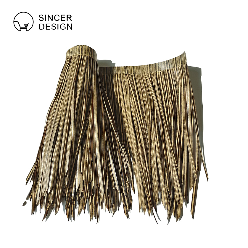 PVC PE fireproof Simulated Straw Artificial Palm Thatch Roof Synthetic Thatch Roofing Material