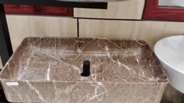 Marble-patterned ceramic washbasin, countertop basin, brown face basin, European and Middle Eastern style basin for hotels