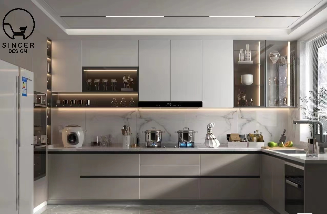 Furniture High Quality Cupboard Modular Modern Solid Wood Kitchen ...