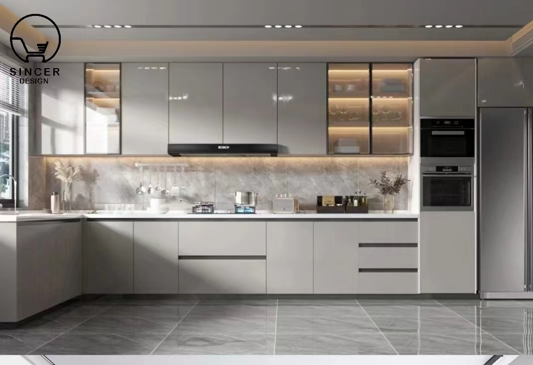 Furniture High Quality Cupboard Modular Modern Solid Wood Kitchen ...