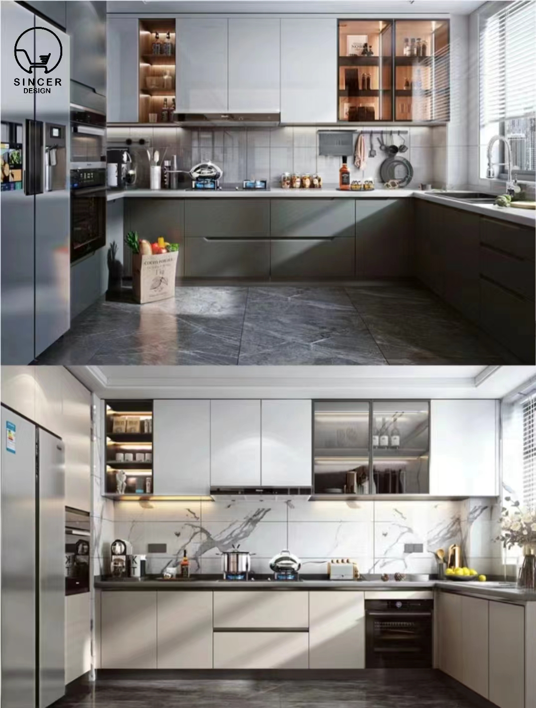 Furniture High Quality Cupboard Modular Modern Solid Wood Kitchen ...