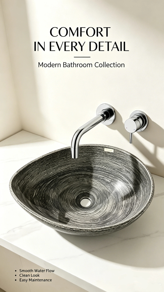 Countertop Basin with Splash Guard, Single Basin Ceramic Artistic Retro Hand Wash Basin for Household Bathroom Face Washing Sink