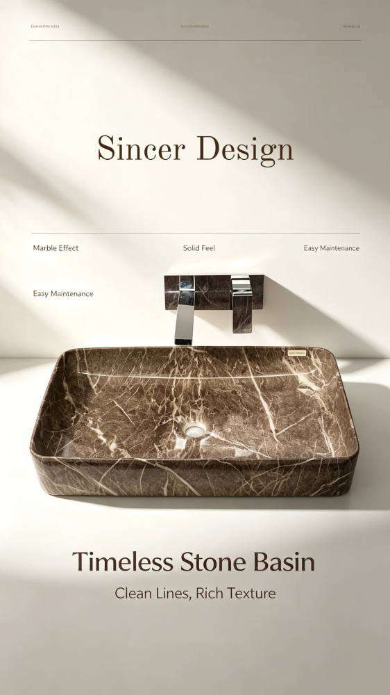 Marble-patterned ceramic washbasin, countertop basin, brown face basin, European and Middle Eastern style basin for hotels