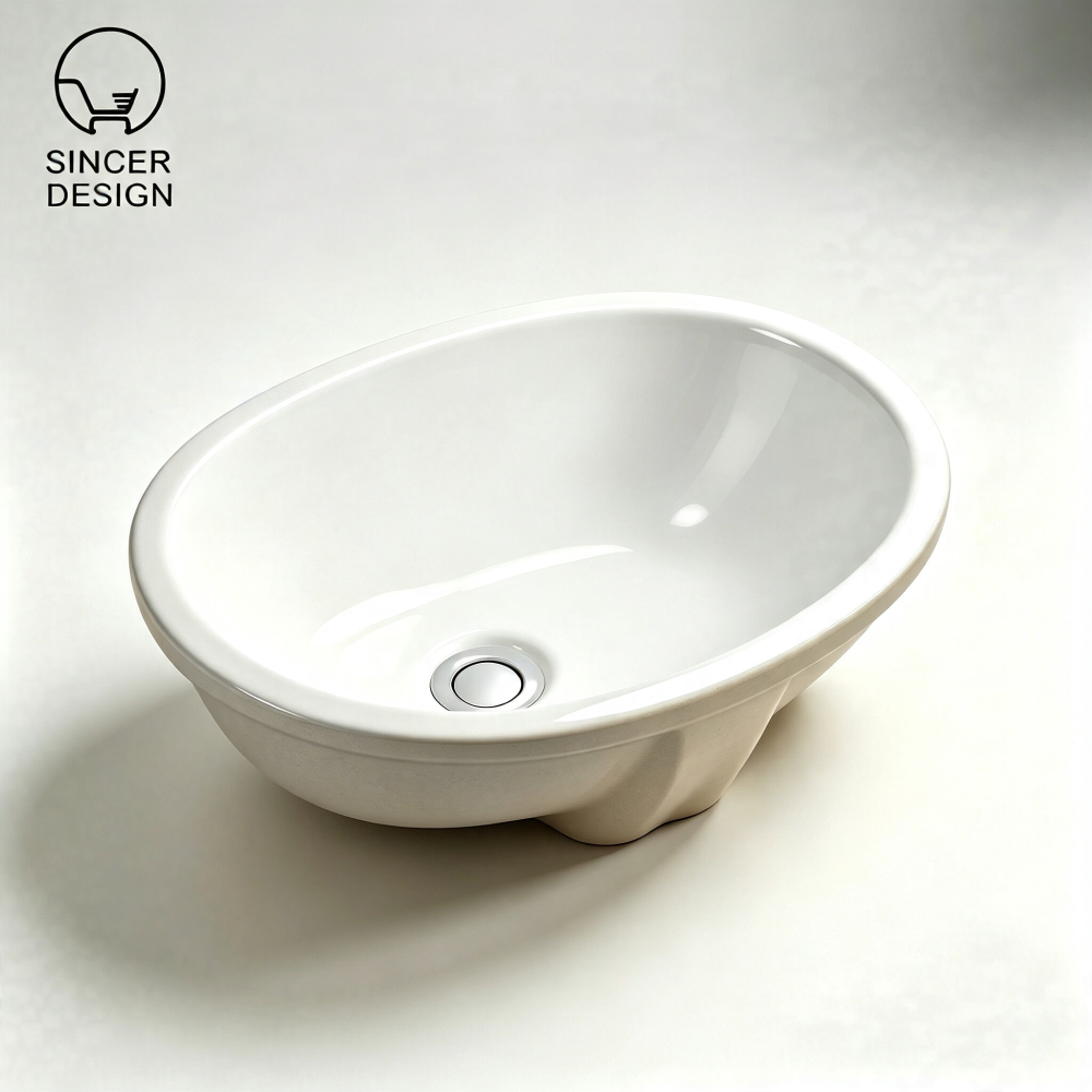 Minimalist Oval Ceramic Vessel Sink