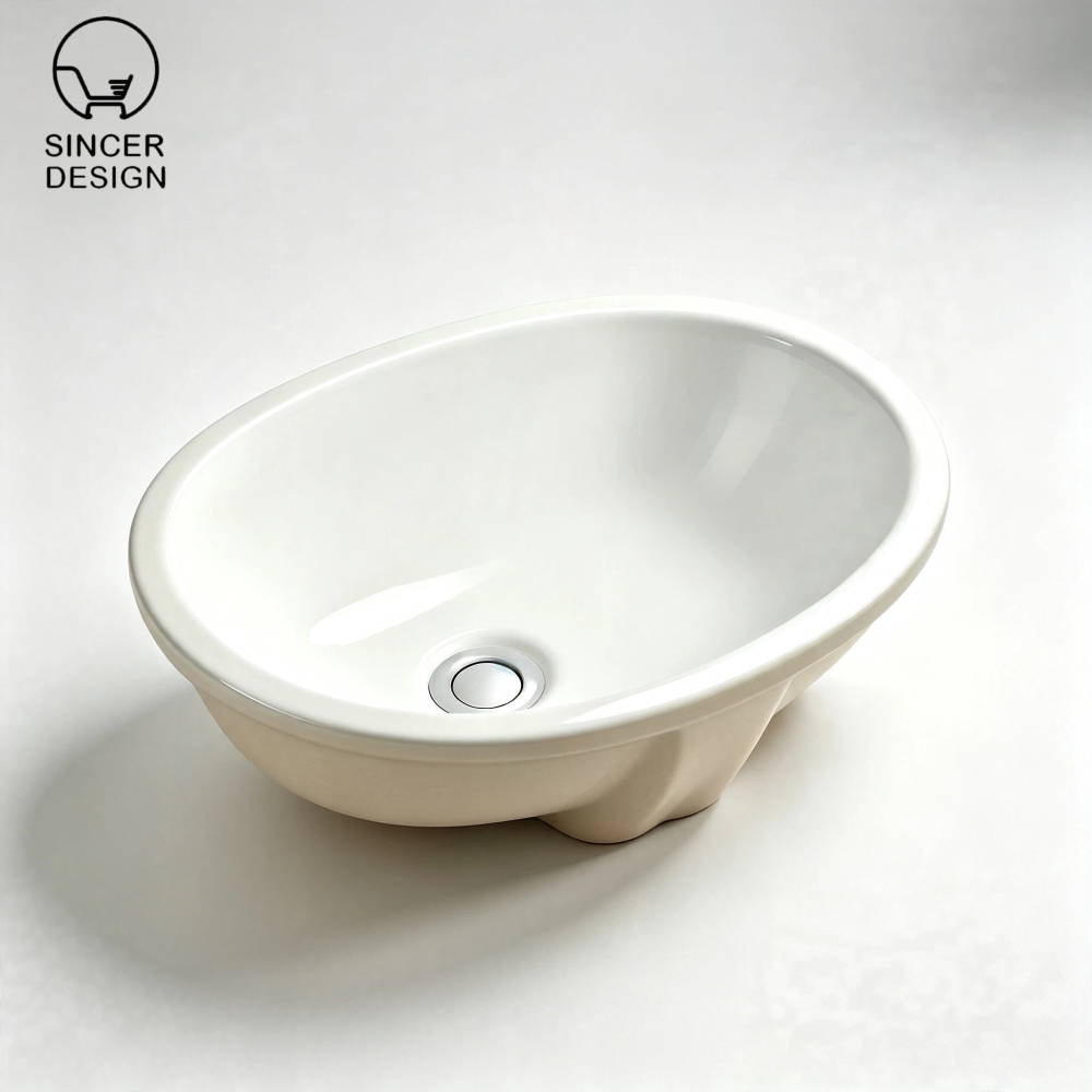 Neutral Khaki Bottom Oval Undermount Sink