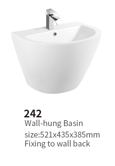 Minimalist Solid Ceramic Wall Mount Vanity Basin, Space-Saving Floating Sink for Modern Small Bathroom
