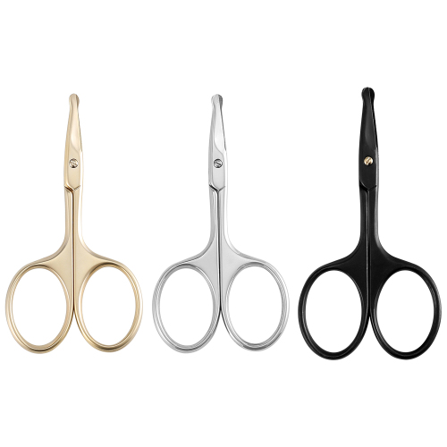 3.75" Premium Nose Hair Scissors, Curved Safety Blades with Rounded Tip for Trimming Small Details Facial Hair, Ear Hair, Eyebrow