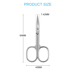 Multi-purpose Sharp Curved Blade Stainless Steel Manicure Cuticle Pedicure Fingernail & Toenail Grooming Tool with Case, Eyebrows/Eyelash Use, 3.5”