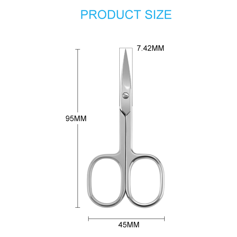 Multi-purpose Sharp Curved Blade Stainless Steel Manicure Cuticle Pedicure Fingernail & Toenail Grooming Tool with Case, Eyebrows/Eyelash Use, 3.5”
