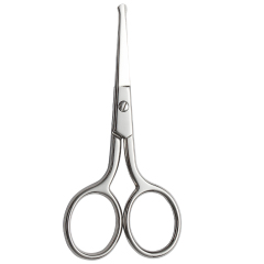 3.75" Rounded Curved Nose Hair Scissors, Premium Stainless Steel Safety Small Blades Use for Manicure Cuticle Trimming Facial Hair, Eyebrow, Dry Skin