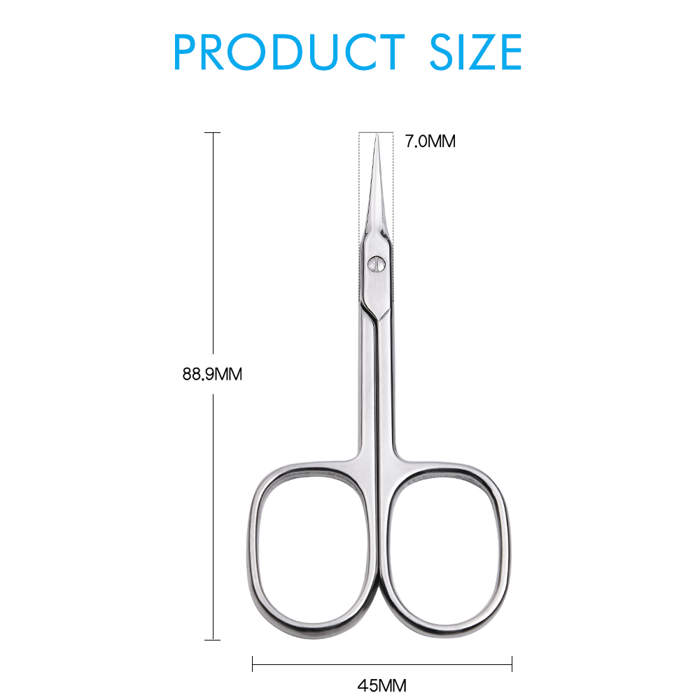 Premium Manicure Nail Scissors Multi-purpose Stainless Steel Cuticle Pedicure Beauty Grooming Kit for Eyebrow, Eyelash, Dry Skin Curved Blade 3.5 inch