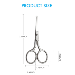 3.75" Rounded Curved Nose Hair Scissors, Premium Stainless Steel Safety Small Blades Use for Manicure Cuticle Trimming Facial Hair, Eyebrow, Dry Skin