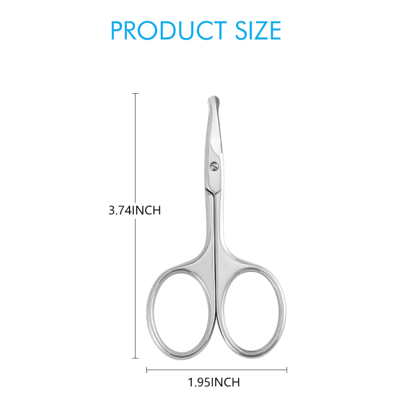 3.75" Premium Nose Hair Scissors, Curved Safety Blades with Rounded Tip for Trimming Small Details Facial Hair, Ear Hair, Eyebrow