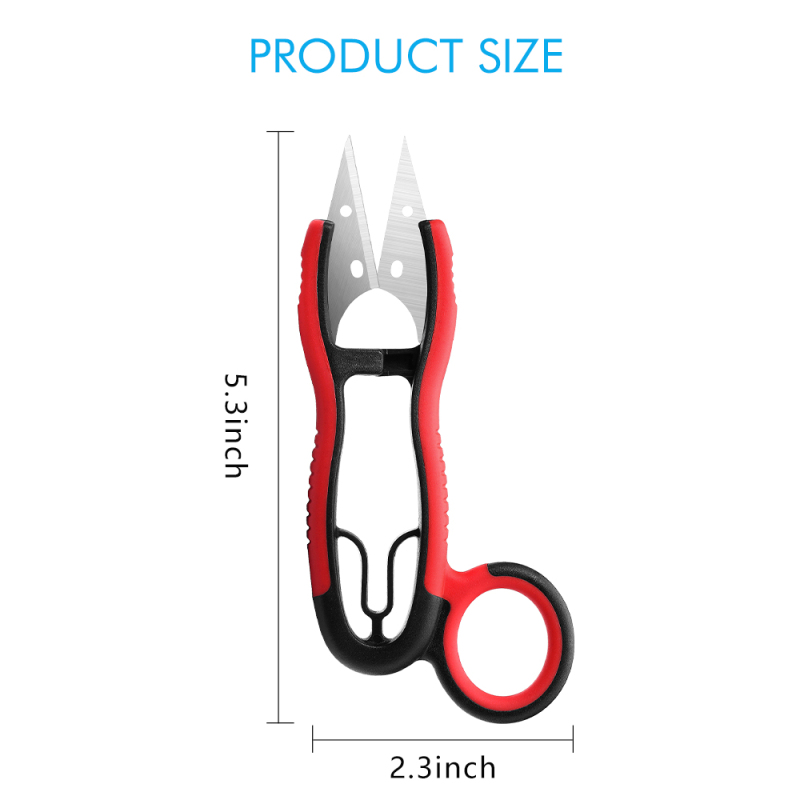 Professional Sharp Thread Snips: 5 inch Small Detail Precision Embroidery Seam Cutter for Sewing Crafting Crochet Stitch Trimming Yarn, Spring Loaded, Comfort Grip, Protective Cover, Red