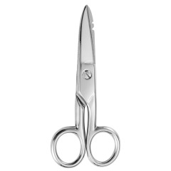 5-1/5 Inch Heavy Duty Electrician Scissors, Professional Forged Stainless Steel Electrical Shears with Notches for Industrial Stripping, Cutting Telecom Cable, Wire