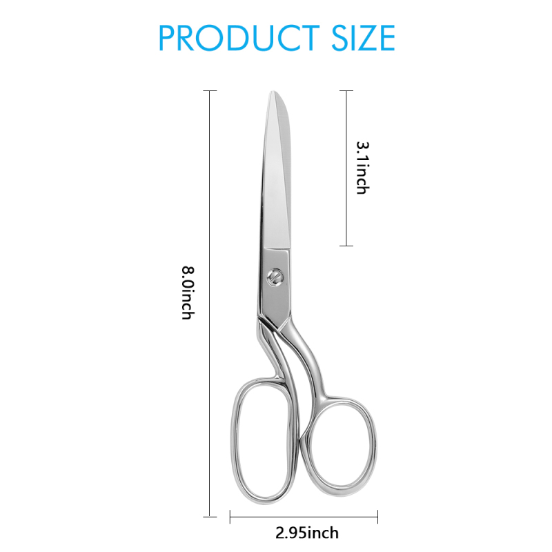 8" Professional Heavy Duty Tailor Fabric Scissors, Dressmaker Sewing Classic Stainless Steel Ultra Sharp Forged Shears, Bent