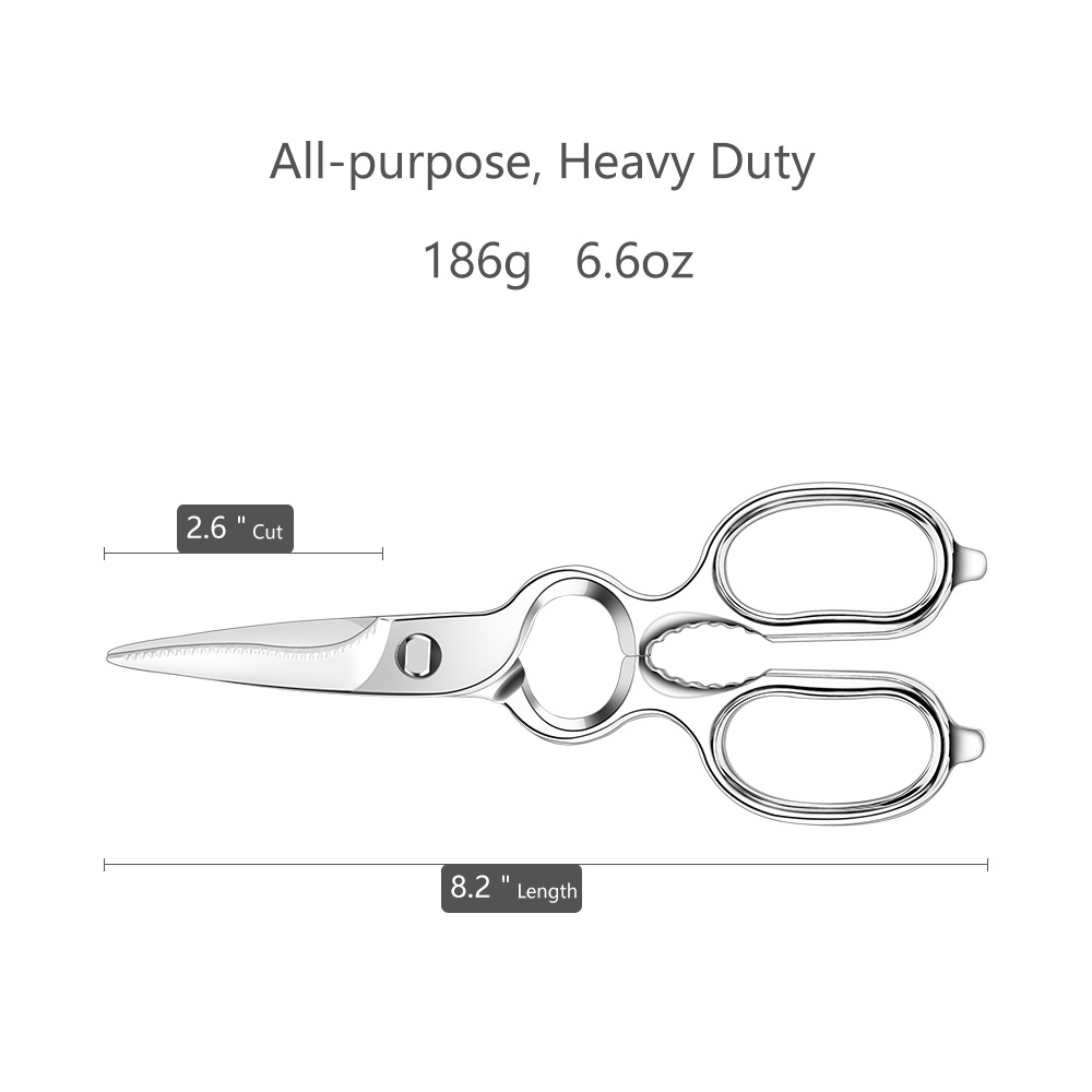Kitchen Forged Shears Heavy Duty Come Apart Ultra Sharp Multi-function Stainless Steel Scissors Bottle Opener, Nut Cracker 8.5 inch