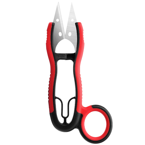 Professional Sharp Thread Snips: 5 inch Small Detail Precision Embroidery Seam Cutter for Sewing Crafting Crochet Stitch Trimming Yarn, Spring Loaded, Comfort Grip, Protective Cover, Red