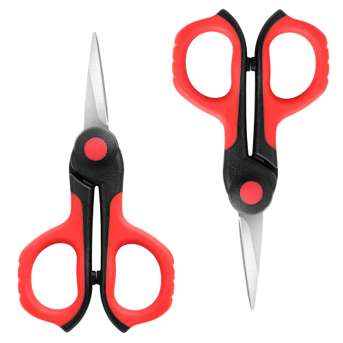 4.5” Small Sharp Embroidery Scissors, Precise Detail Pointed Tip Stainless Steel Shears for Cutting Fabric, Needlework Thread Yarn Craft Sewing, Scrapbook, Paper, 2 Pack Red/Black