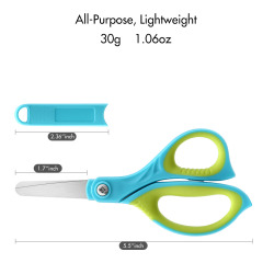 Kids Scissors Blunt Safety: 5” Left & Right Handed Small School Scissors Stainless Steel Blades Child Craft Scissors with Cover for Toddlers Students Teachers Classroom Children, 4 Pack
