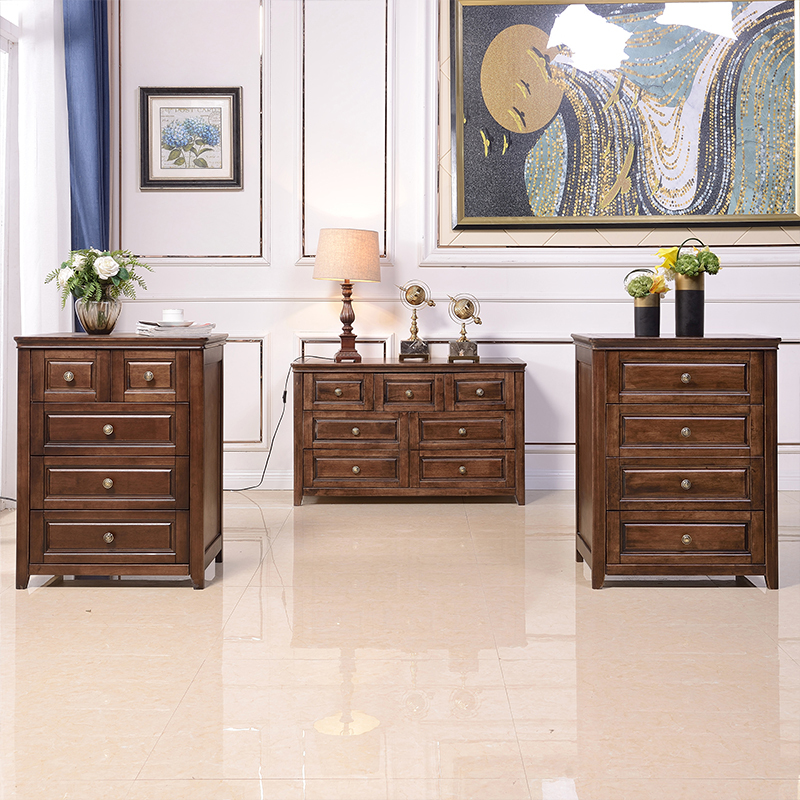 SOLID WOOD Wide Rustic Entryway Hallway Storage Cabinet in Brunette Brow