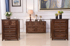 SOLID WOOD Wide Rustic Entryway Hallway Storage Cabinet in Brunette Brow