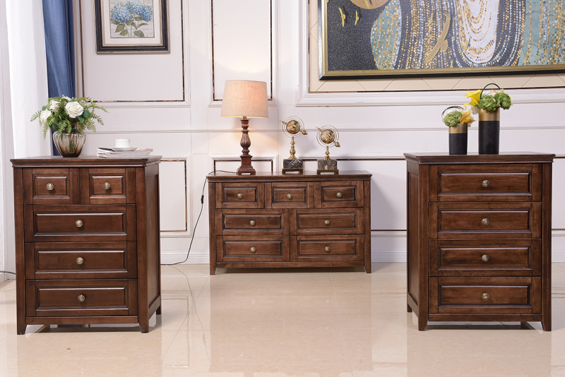 SOLID WOOD Wide Rustic Entryway Hallway Storage Cabinet in Brunette Brow