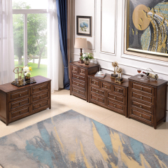 SOLID WOOD Wide Rustic Entryway Hallway Storage Cabinet in Brunette Brow